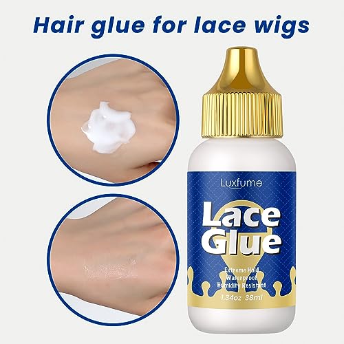 Lace Glue for Front Lace Wig 1.34 Oz - Waterproof Super Hold, Invisible Fast Drying Wig Glue for Wigs