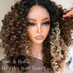 BlackSwern's Skunk Strip Lace Front Wig - Big Curly Beauty with Highlighted Perfection