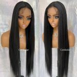 Ravishing Noir Elegance: 30-Inch Long Straight Black Lace Front Wig for Confident Transformations