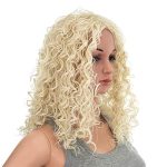 20-Inch Platinum Blonde Big Bouffant Curly Wig Set with Wig Cap - Synthetic Heat Resistant Fiber for Effortless Daily Glam