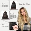 Golden Blonde Halo Hair Extensions - 20 Inch Long Wavy Hair with Invisible Wire - Adjustable Size and Secure Clips for Effortless Style
