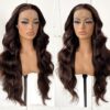 MITIMES 13x4 Brown HD Glueless Synthetic Lace Front Wig - Ready to Wear 24inch Long Body Wave Synthetic Lace Front Wigs For Black Women