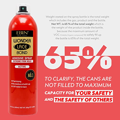 EBIN NEW YORK Wonder Lace Bond Adhesive Spray - Extra Mega Hold, Fast Drying, and Cruelty-Free for Daily Wig Application
