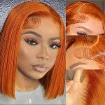 13X4 Colored #350 Ginger Orange Glueless Bob