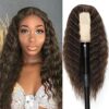 28-Inch Brown Curly Lace Front Wig - Synthetic Deep