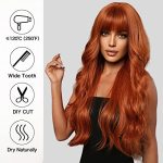 Allbell's Long Orange Wig - Stylish Body Wave Synthetic Beauty with Bangs