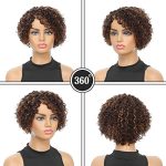 8-Inch Highlight Brown Short Curly Human Hair Wig - Brazilian Beauty for Every Occasion