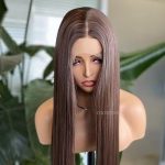 COCOFANS Silky Straight Dark Brown Lace Front Wig - Long Glamour for Women, Versatile Styling with Middle Part, Heat Resistant Natural Hairline Wig