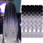 AIDUSA's 24-inch Ombre Gray Jumbo Braiding Hair - 5pcs Synthetic Extensions for Stunning Box Braids and Crochet Styles