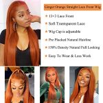 Ginger Orange Synthetic Lace Front Wig – Long Silky Straight Hair for Natural Elegance, Heat Resistant Fiber Ideal for Cosplay and Special Occasions