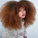 Embrace Trendsetting Glamour with 17-Inch Ombre Brown Afro Wig - Perfect for All Occasions