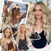 ALXNAN Clip in Long Wavy Synthetic Hair Extension - 20 Inches of Beach Blonde Elegance in 4PCS for Voluminous and Charming Styles