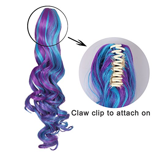 Long Curly Cosplay Wig with 2 Ponytails in Mesmerizing Blue and Purple Hues