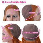 13X4 Orange Ginger Brown HD Lace Front Human Hair Wig - Body Wave Brazilian Virgin Hair for a Natural and Vibrant Look