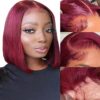 Moshe 99J Wine Red Lace Front Wig - 13x4 Pre-Plucked Bob Wig in HD Lace, 180% Density, and Natural Hairline