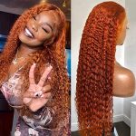 10A Ginger Brown 13X4 Lace Front Wigs: Brazilian Remy Hair, Curly Auburn Elegance, Pre-Plucked with Baby Hair, Colored for Alluring Confidence - 150% Density, 24 Inch