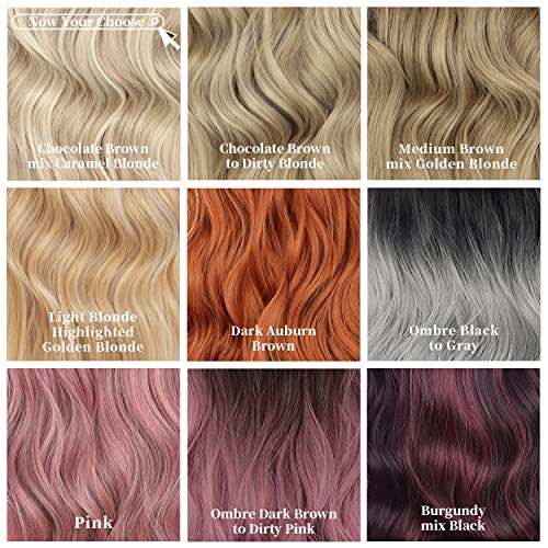 Sué Exquisite 4PCS Clip-in Hair Extensions - Transform Your Look with 20-inch Platinum Blonde & Golden Brown Glam Waves