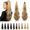 SEIKEA PT008 Lacie 24-Inch Curly Wavy Ponytail Extension - Natural Soft Clip-in Hairpiece for Effortless Elegance in Caramel Blonde with Golden Blonde Highlights