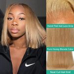 Radiant Charm: 10 Inch Honey Blonde Straight Bob Wig - A #27 Colored Marvel for Effortless Elegance