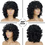 andromeda Short Curly Wig - Soft Black Big Curls with Bangs, Heat Resistant, Natural-Looking Synthetic Wig for Black Women