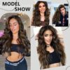 Clip-In Long Wavy Synthetic Hair Extension 20 Inch Balayage Dark Brown to Chestnut - 4PCS Thick Hairpieces for Volume and Versatile Styling