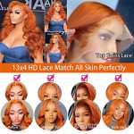 22-Inch Ginger Orange Body Wave Lace Front Wig - 350# Color, Pre-Plucked and Breathable HD Lace for an Effortlessly Chic Look