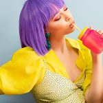 Illuminate Your Fun Moments with MIAHART Light Purple Short Bob Wig and Sunglass Set – Perfect Neon Colored Wigs for Bachelorette Glow in The Dark Parties!