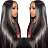 13X6 Lace Front Wigs - 30 Inch Straight Human Hair with HD Lace, 180 Density, Pre-Plucked Beauty for Black Women