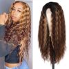 FEEL ME 28" Deep Wave Frontal Wig: Embrace Daily Elegance with Ombre Highlights and Simulated Scalp for a Realistic Look