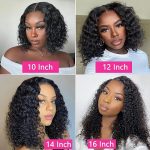 Wear and Go Water Wave Bob Wig - No Glue, 180% Density, Pre-Plucked HD Lace Closure, Natural Color (16 inch)