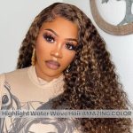 Indulge in Luscious Locks: ALHER Water Wave Ombre Human Hair - 10A Grade Soft Thick Curly Weaves in P4/27 Piano Color