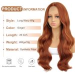 Long Orange Wigs: 26-Inch Ginger Orange Wavy Wig - Heat Resistant and Stylish for Daily Party Use