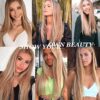 QD-Tizer Blonde Hair Highlights Lace Front Wig - Long Straight Heat Resistant Fiber Wig for Fashion Women, Effortless Elegance with 13x3 Frontal Lace (Blonde/Brown)