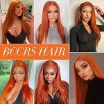 30 Inch Ginger Orange Lace Front Wig - Straight 13x4 HD Lace Frontal Human Hair, Pre-Plucked with Baby Hair, 180% Density Colored Wig 🌟🧡