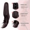 Transform Your Daily Look with 20" Brunette Synthetic Claw Clip Ponytail Extension - Easy and Fluffy Daily Hairstyling for Women