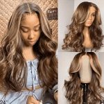 Radiant Honey Blonde Elegance: UNICE 4x4 Lace Closure Body Wave Wig with Highlight Brown Frontal - Effortless Glamour, Natural Beauty