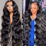 28 Inch Body Wave Lace Front Wig - 180% Density Brazilian Virgin Human Hair, 13x4 HD Transparent Lace Frontal, Pre Plucked with Baby Hair