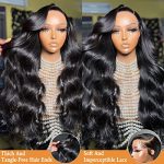28 Inch Body Wave Lace Front Wig - 180% Density Brazilian Virgin Human Hair, 13x4 HD Transparent Lace Frontal, Pre Plucked with Baby Hair