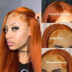 180% Orange Ginger Lace Front Wigs - Premium Human Hair Wig with Transparent Lace, Pre-Plucked Melted Hairline, and Versatile Styling Options