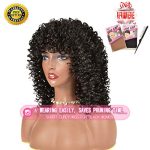 Natural Black Curly Wigs for Black Women - Full Kinky Afro Hair Wig with Bangs, Perfect for Every Occasion