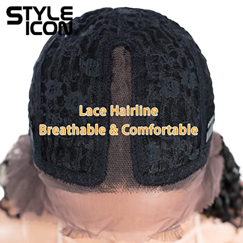 Style Icon Dark Brown Wig - Shoulder Length Ombre Lace Wig with Curly Waves, Middle Part Lace Front Synthetic Wig (13 Inches, 4) - Natural Beauty for Every Occasion 🌈💁‍♀️