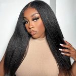 FQ Ready-to-Wear Kinky Straight HD Lace Wig for Effortless Style - 18 Inch