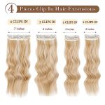 Long Wavy Blonde Mix Platinum Blonde Clip-in Hair Extensions - 20 Inch Glamorous Waves for Women