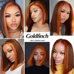 Ginger Orange Highlight Short Bob Wig - 100% Brazilian Virgin Human Hair, 13x4 HD Lace Frontal, Chocolate Brown Straight Bob, Pre-Plucked with Baby Hair, Natural Hairline (12 Inch) 🧡💇‍♀️