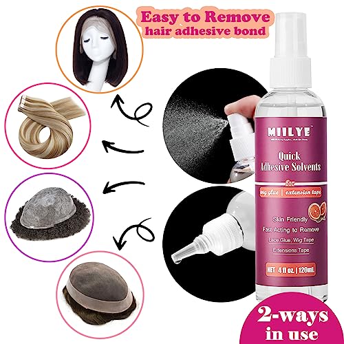 Lace Glue Remover & Tape Extension Remover Spray - Fast & Gentle Solution for Wig Adhesive and Tape Extension Removal (4OZ/120ml)
