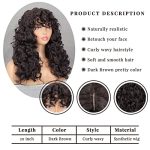 Curly Afro Wigs for Black Women - Fluffy Wavy Dark Brown Wig with Bangs, Big Bouncy Wig for Daily Use - Natural and Charming Hairstyle