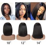 10-Inch Short Bob Wigs - Brazilian Virgin Hair Lace Closure Wigs for Black Women with Natural Color and Pre-Plucked Design