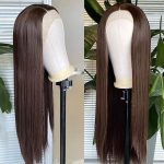 COCOFANS Silky Straight Dark Brown Lace Front Wig - Long Glamour for Women, Versatile Styling with Middle Part, Heat Resistant Natural Hairline Wig
