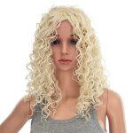 20-Inch Platinum Blonde Big Bouffant Curly Wig Set with Wig Cap - Synthetic Heat Resistant Fiber for Effortless Daily Glam