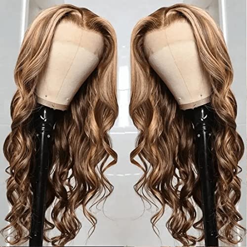 Radiant Honey Blonde Elegance: UNICE 4x4 Lace Closure Body Wave Wig with Highlight Brown Frontal - Effortless Glamour, Natural Beauty